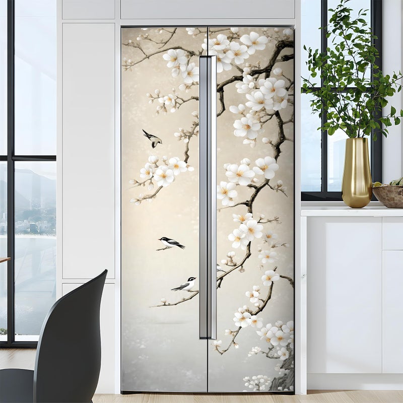 AOHMPT Self-Adhesive Refrigerator Wrap Set - Removable Vinyl Fridge Stickers, Peel & Stick Door Mural Decor for Kitchen, Bar, Office 32.3x78.7 - Image 5