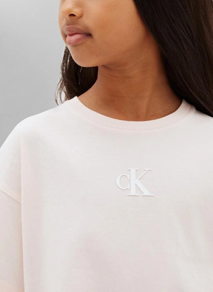 Calvin Klein Jeans Mangano Calcite Monogram Logo Boxy T-shirt for Women | Best Price UAE