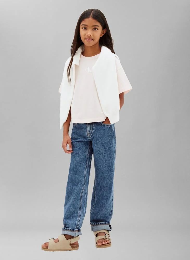 Calvin Klein Jeans Mangano Calcite Monogram Logo Boxy T-shirt for Women | Best Price UAE