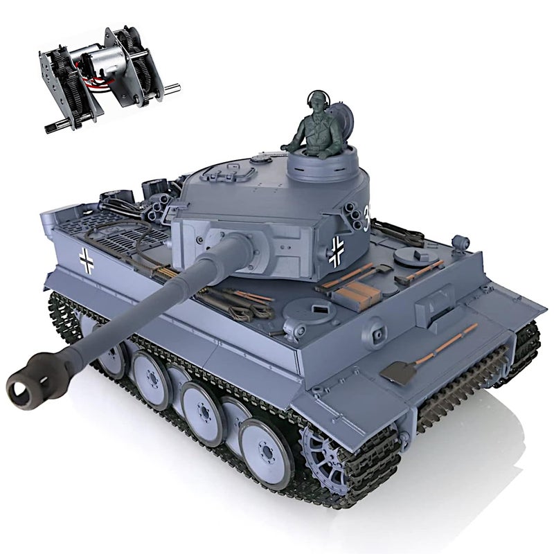 POCO DIVO German Tiger 1 WWII Tank 116 War Panzer RTR RC Armored Vehicle Heng Long 3818 S Edition Upgrade Steel Gears Airsoft BB Battle Infrared IR Combat Smoke Sound Light Recoil Military Model - Image 3