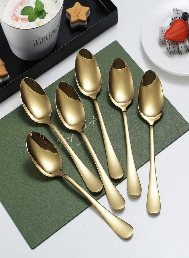 Kyraton Gold Dinner Spoons, Kyraton 6 Pieces 7.5" Stainless Steel Table Spoon With Titanium Gold Plating, Gold Soup Spoons, Dessert Spoons Sliverware Dishwasher Safe Set of 6 - Image 2