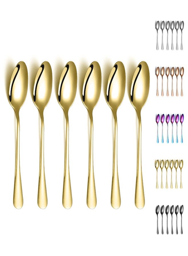 Kyraton Gold Dinner Spoons, Kyraton 6 Pieces 7.5" Stainless Steel Table Spoon With Titanium Gold Plating, Gold Soup Spoons, Dessert Spoons Sliverware Dishwasher Safe Set of 6 - Image 1