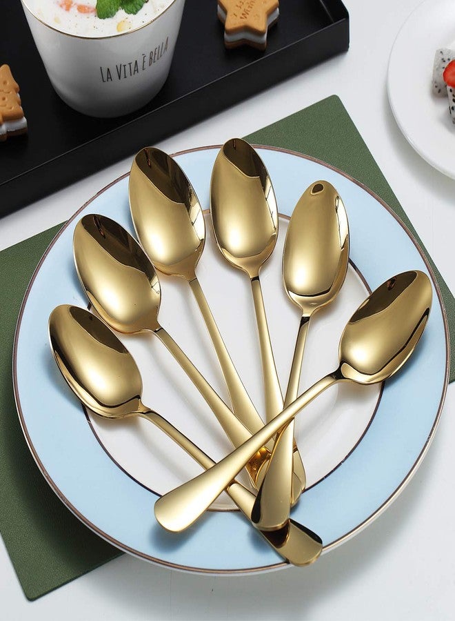 Kyraton Gold Dinner Spoons, Kyraton 6 Pieces 7.5" Stainless Steel Table Spoon With Titanium Gold Plating, Gold Soup Spoons, Dessert Spoons Sliverware Dishwasher Safe Set of 6 - Image 3