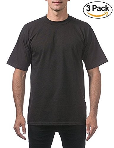 Pro Club Men's 3-Pack Heavyweight Cotton Short Sleeve Crew Neck T-Shirt, Black, Large-Tall - Image 2