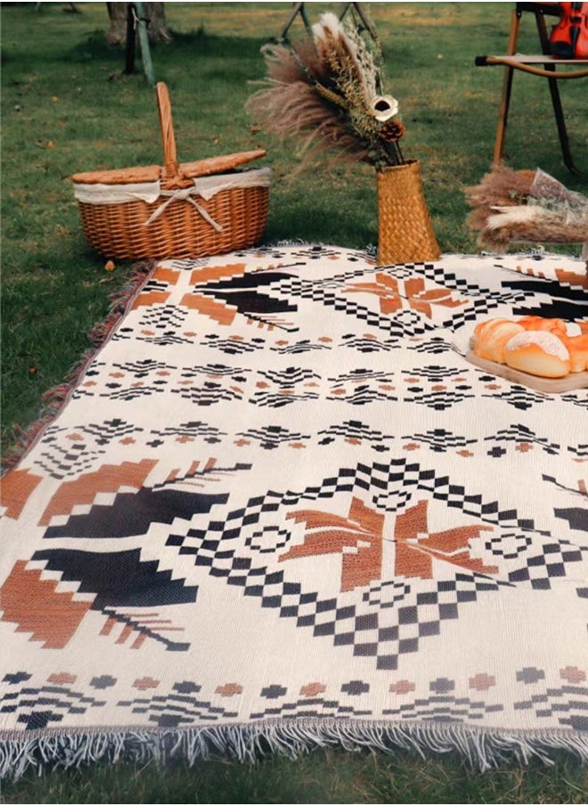 Generic - Large Size 180x130 Cm Bohemian Style Multifunctional Picnic Mat Tablecloth Sofa Cushion - Image 1