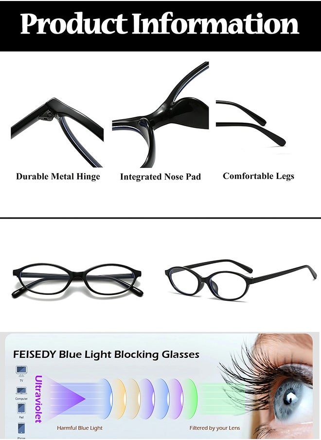 AZorb Oval Blue Light Blocking Glasses for Women Men Cat Eye Eyeglasses Anti Blue Light Eye Glasses for Reading Computer Gaming Eyewear  - Image 4