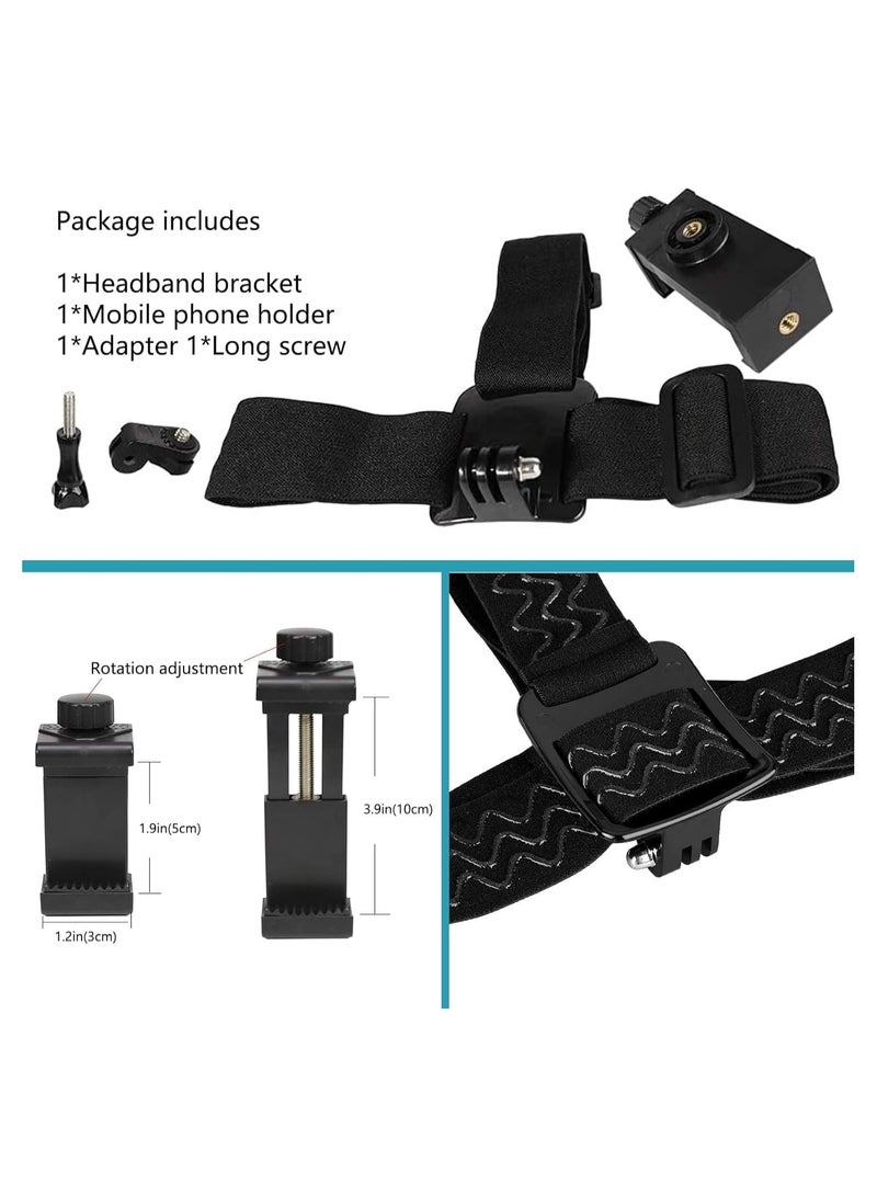 Head Mounted Mobile Phone Mount First Person View Live Shooting Bracket Head Mount Strap Compatible with iPhone Smartphones 4 inch to 7 inch and Action Camera GoPro - Image 5