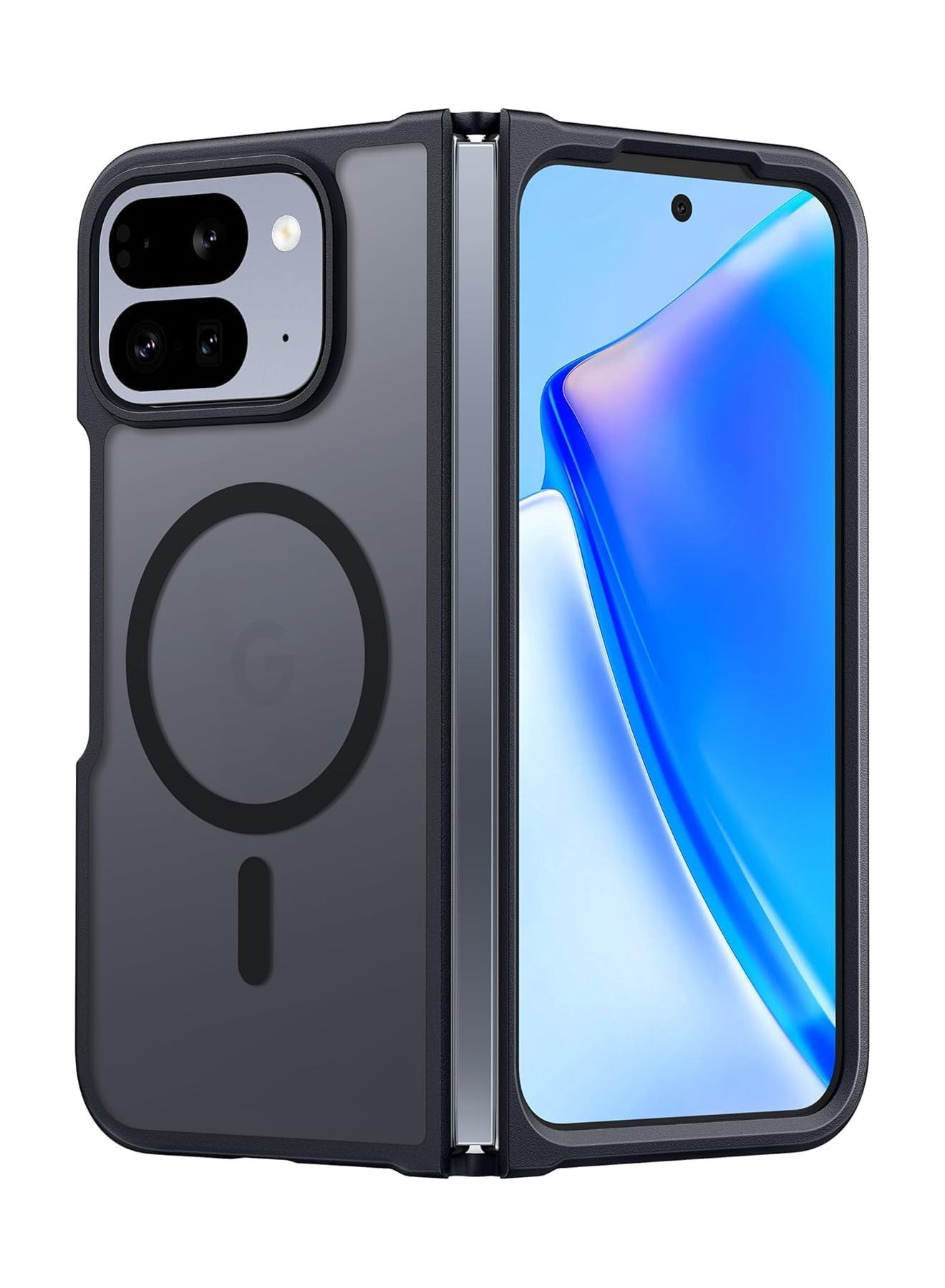 Magnetic for Google Pixel 10 Pro Fold Case: Translucent Matte Textured Phone Cover - Slim Rugged Durable Shockproof Protective Bumper Cases (Black)