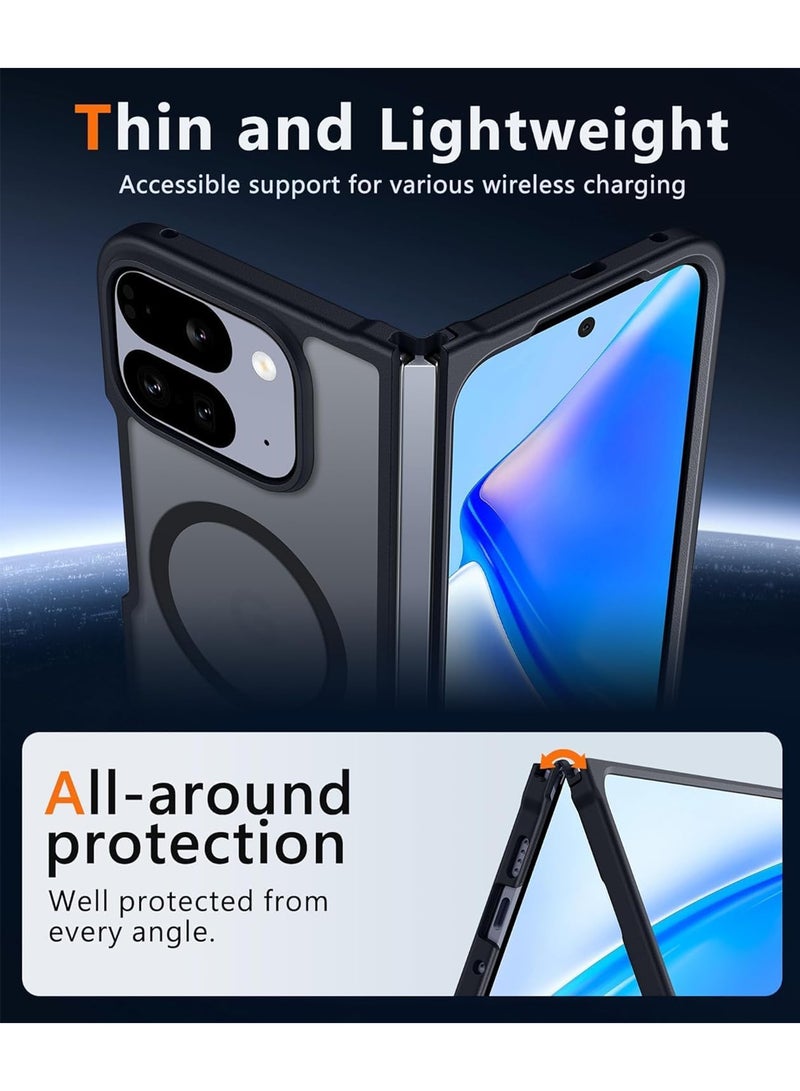 أداندو جراب مغناطيسي لهاتف جوجل بيكسل 10 برو فولد: غطاء هاتف شفاف غير لامع بتصميم محكم - جرابات واقية متينة ومضادة للصدمات رفيعة ومتينة ومقاومة للصدمات (أسود) - Image 3