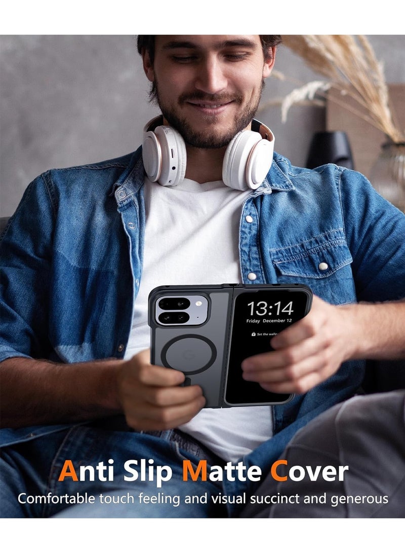 أداندو جراب مغناطيسي لهاتف جوجل بيكسل 10 برو فولد: غطاء هاتف شفاف غير لامع بتصميم محكم - جرابات واقية متينة ومضادة للصدمات رفيعة ومتينة ومقاومة للصدمات (أسود) - Image 4