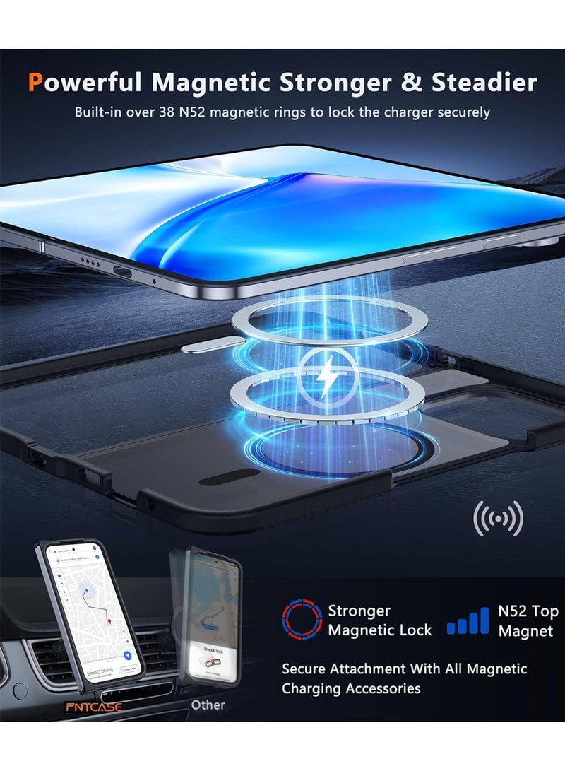 أداندو جراب مغناطيسي لهاتف جوجل بيكسل 10 برو فولد: غطاء هاتف شفاف غير لامع بتصميم محكم - جرابات واقية متينة ومضادة للصدمات رفيعة ومتينة ومقاومة للصدمات (أسود) - Image 2