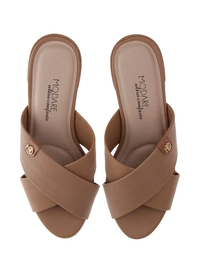 Modare Beige Modare Ladies Mid Heel Sandals Beige | Made In Brazil for Women | Best Price UAE