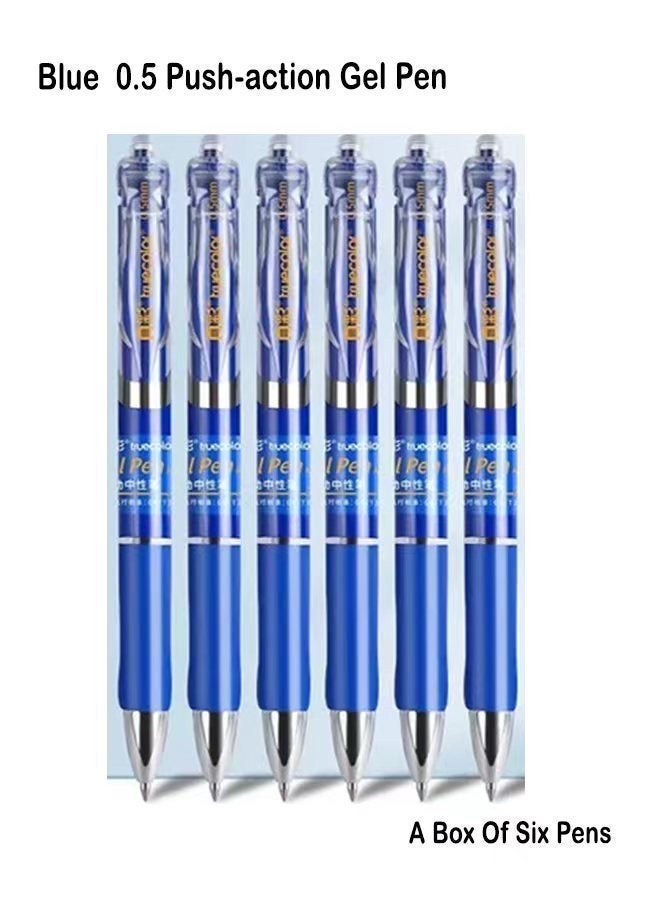 TrueColor 6pcs Blue press type signature pen｜Gel pen｜For business office,students - Image 1