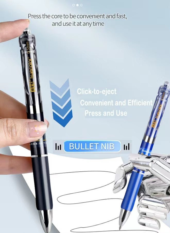 TrueColor 6pcs Blue press type signature pen｜Gel pen｜For business office,students - Image 3