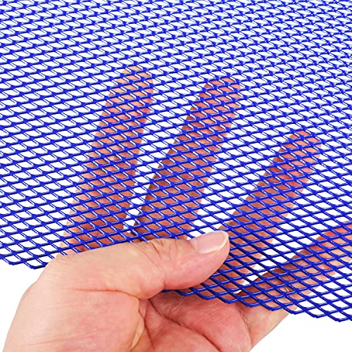 AggAuto شبكة مشبك السيارة العالمية 40"x13" - إدخال مشبك الألمنيوم للسيارات مع ثقب ماسي 4x8mm، واحدة من أكثر الشبكات متعددة الوظائف باللون الأزرق - Image 3