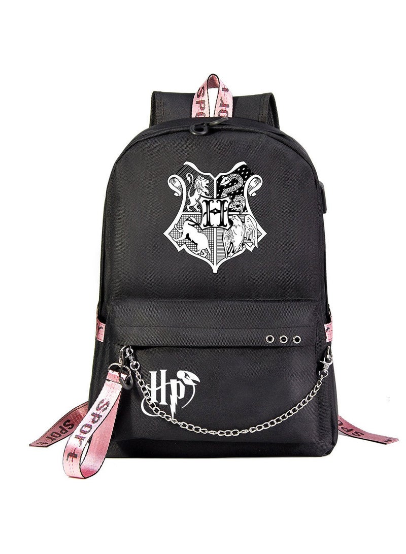 Harry Potter Cartoon Print Student Youth Large Capacity Backpack For Men And Women