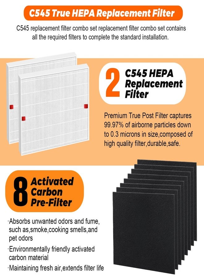 Blutoget C545 Replacement Filter S for Winix C545 Air Purifier by Blutoget - Winix C545 Replacement Filter Replaces Winix S Filter 1712-0096-00,2522-0058-00,2 H13 True filter & 8 Activated Carbon Filters - Image 2