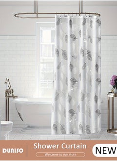 DUNISO PEVA Shower Curtain Non Perforated  Waterproof, Anti Mold Curtain With Hooks 180CM*180CM For Bathroom ,Fresh leaves Printed  - Image 1