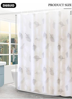 DUNISO PEVA Shower Curtain Non Perforated  Waterproof, Anti Mold Curtain With Hooks 180CM*180CM For Bathroom ,Fresh leaves Printed  - Image 4