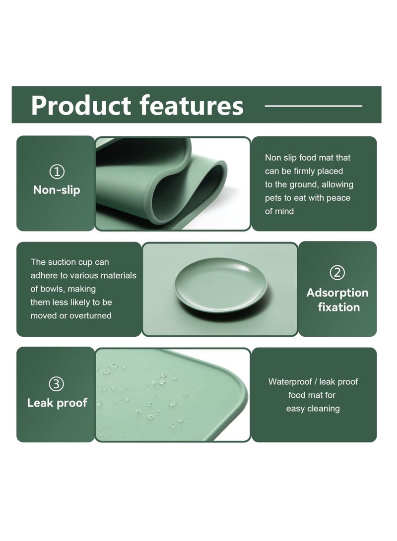 Excefore Pet Feeding Mat with Raised Edge, Silicone Dog Food Mats, Waterproof Non Slip for Feeding Bowls, for Prevent Food and Water Overflow, Roll-Up Pet Bowl Mat  - Image 4