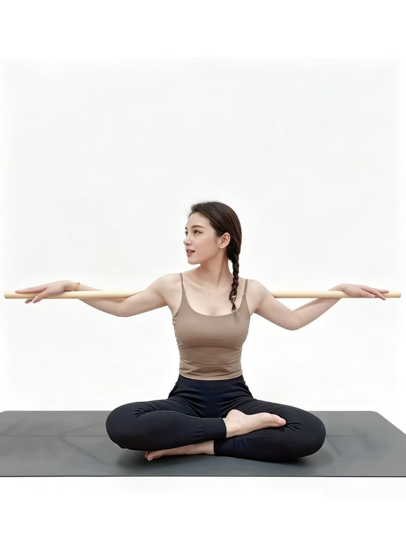 47.24 Inch Solid Ash Wood Yoga Stretch Stick, 0.98 Inch Diameter Posture Corrector Rod for Shoulder Opening Pilates & Body Stretching Training - Image 1