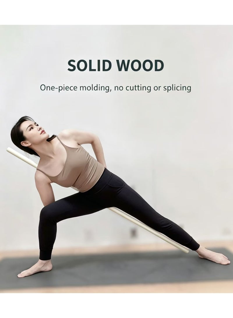 47.24 Inch Solid Ash Wood Yoga Stretch Stick, 0.98 Inch Diameter Posture Corrector Rod for Shoulder Opening Pilates & Body Stretching Training - Image 4