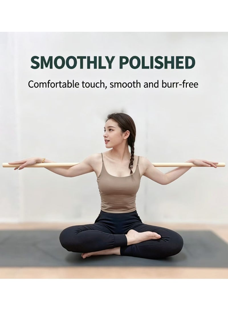 47.24 Inch Solid Ash Wood Yoga Stretch Stick, 0.98 Inch Diameter Posture Corrector Rod for Shoulder Opening Pilates & Body Stretching Training - Image 3