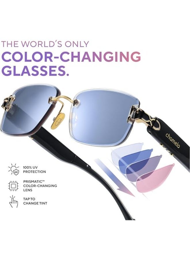 CHAMELO Aura Color-Changing Sunglasses – 4 Lens Colors, Tap Control, Calm & Energy Styles, Black & White Frames - Image 2