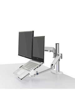 upergo Ol 3S Aluminum 2 In 1 Monitor Arm Laptop Stand And Mount For Gaming And Office Use 17 Inch 32 Inch Each Arm Upto 7 Kg Silver  - Image 1