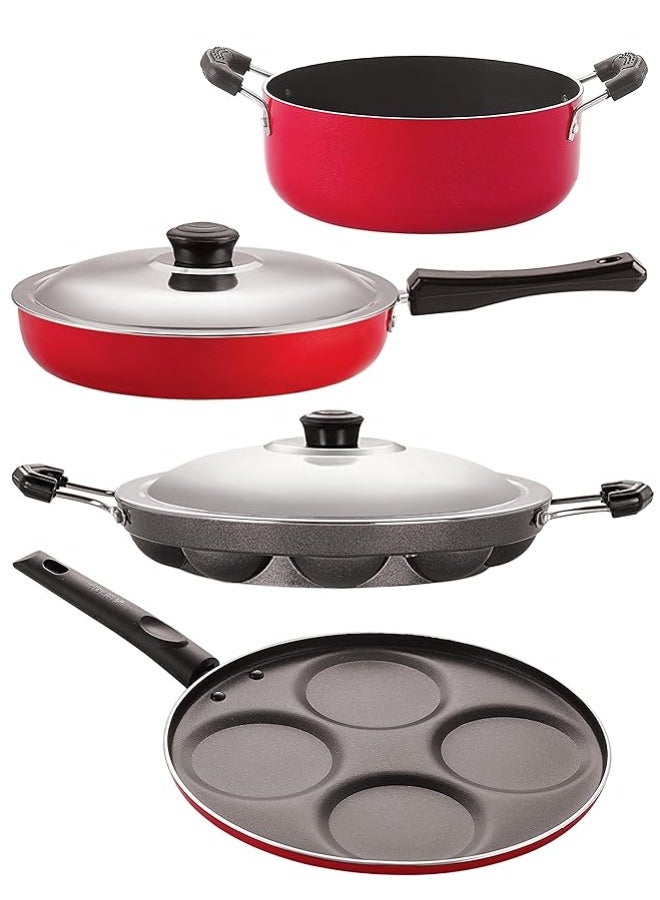 Nirlon Non Stick Aluminium Cookware Set of 4 Pieces with Bakelite Handle - Image 1