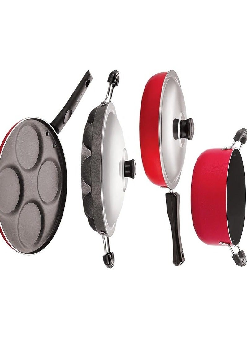 Nirlon Non Stick Aluminium Cookware Set of 4 Pieces with Bakelite Handle - Image 3