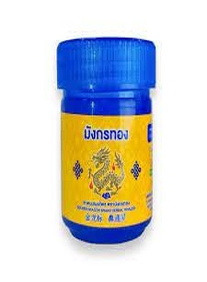 VIRAVIN HOUSEWARE Golden Dragon Brand Thai Herbal Inhalant, Traditional Medicine, Blue and Yellow Jar - Image 1