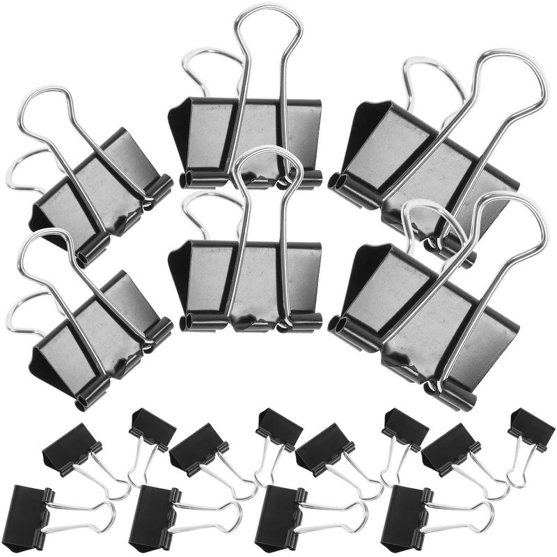 Black Metal Binder Clips Set 60pcs 15mm 40pcs 19mm 48pcs 25mm Office Document Paper Fastening - Image 2