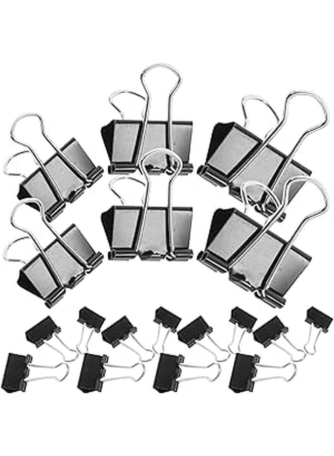 Black Metal Binder Clips Set 60pcs 15mm 40pcs 19mm 48pcs 25mm Office Document Paper Fastening - Image 1