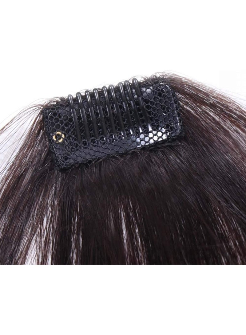 Estelle Human Hair Air Bangs Clip in Bangs Hair Extensions with Temples One Piece Clip on Front Bangs Hairpiece 100% Human Real Hair Fringe for Women Color No 2 Dark Brown - Image 5