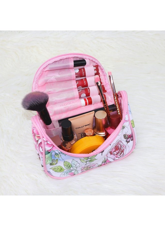 NFI essentials NFI essentials Floral Print Cosmetics Pouch Makeup Pouch Vanity Case Jewellery Pouch Stationery Pencil Case Travel Organiser Travel Pouch Bridal Gift  - Image 2