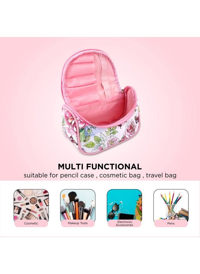 NFI essentials NFI essentials Floral Print Cosmetics Pouch Makeup Pouch Vanity Case Jewellery Pouch Stationery Pencil Case Travel Organiser Travel Pouch Bridal Gift  - Image 3