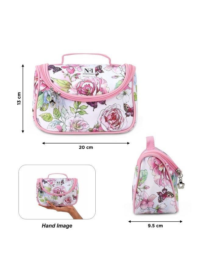 NFI essentials NFI essentials Floral Print Cosmetics Pouch Makeup Pouch Vanity Case Jewellery Pouch Stationery Pencil Case Travel Organiser Travel Pouch Bridal Gift  - Image 4