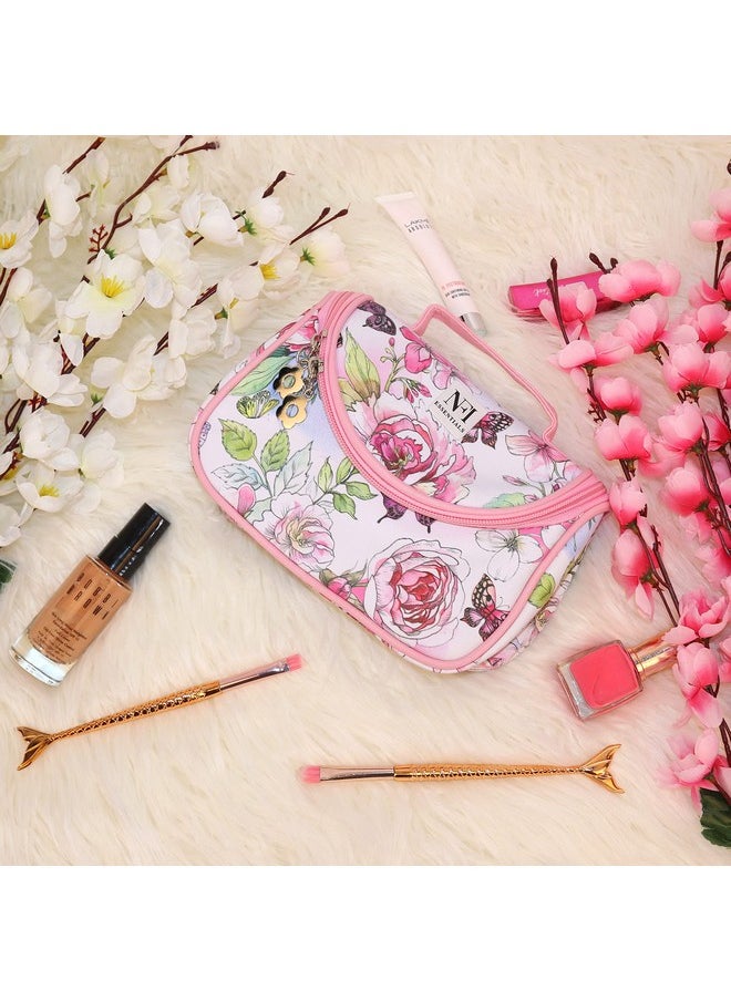 NFI essentials NFI essentials Floral Print Cosmetics Pouch Makeup Pouch Vanity Case Jewellery Pouch Stationery Pencil Case Travel Organiser Travel Pouch Bridal Gift  - Image 5