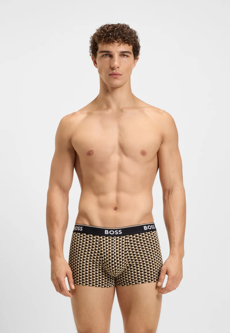 BOSS Three-pack of logo-waistband trunks in stretch cotton