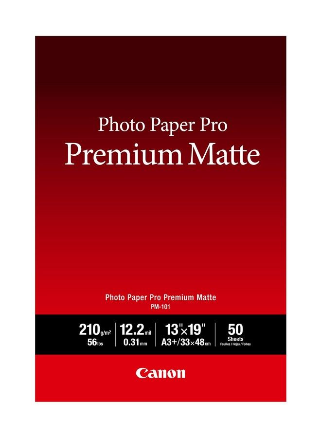 Canon ورق الصور Ink Photo Paper Pro Premium Matte مقاس 13X19 (50 ورقة) (8657B010) أبيض A4 - Image 1