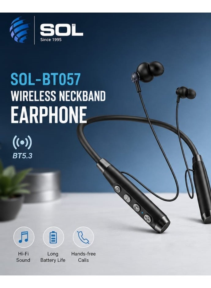 SOL Wireless Neckband Earphones, Bluetooth 5.3, Magnetic Earbuds, Noise Isolation, Long Battery Life, Hands-Free Calling (SOL-BT057) - Image 3
