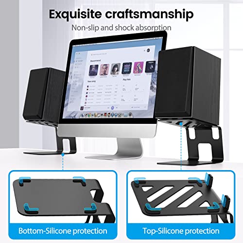 VAYDEER Desktop Speaker Stands with Vibration Absorption Pads, Metal Speaker Stands Pair Support Up to 40lbs,Bookshelf Speaker Stands for Better Audio Experience (7.09 x 5.51 x 5.12 inch) - Image 3