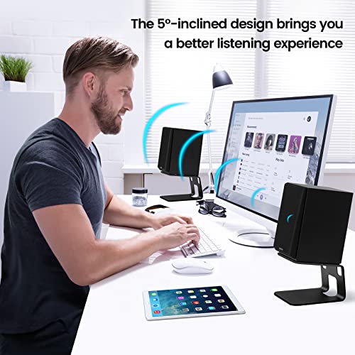 VAYDEER Desktop Speaker Stands with Vibration Absorption Pads, Metal Speaker Stands Pair Support Up to 40lbs,Bookshelf Speaker Stands for Better Audio Experience (7.09 x 5.51 x 5.12 inch) - Image 2