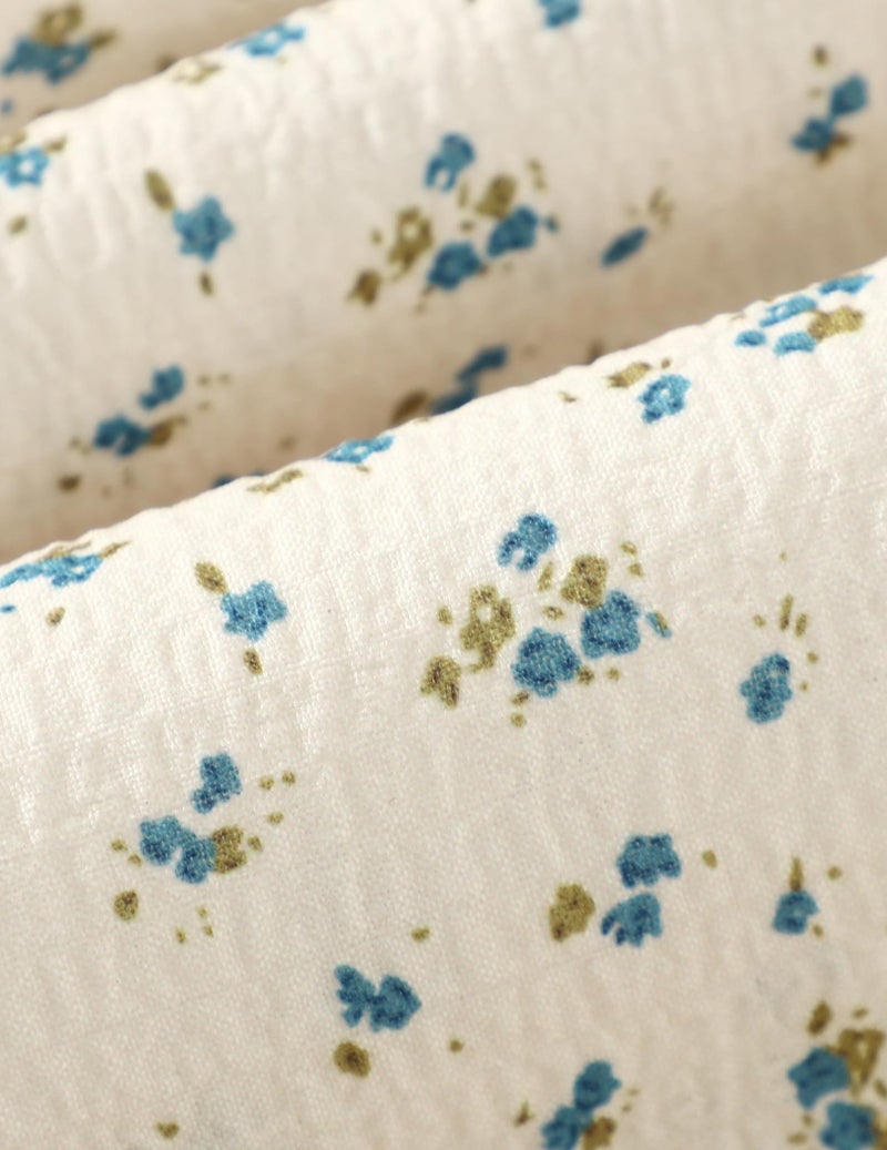 Fdqin Girls Floral Dresses Cute Square Neck A-line Swing Dress Flowy Tie Back Dresses for Spring Summer Beige Floral 5-6 Years - Image 2