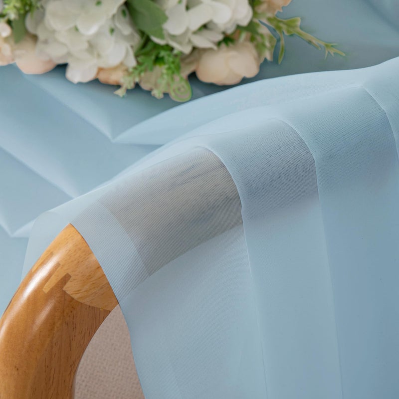 OWENIE Sheer Curtains 90 Inches Long for Bedroom Living Room 2 Panels Set  Light Filtering Voile Sheer Curtains  Airy Rod Pocket Farmhouse Curtains  42Wx90L inch  Sky Blue - Image 5