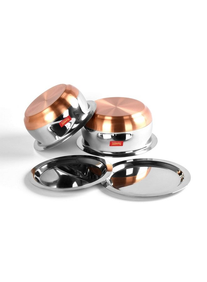 Sumeet SSumeet Stainless Steel Copper Bottom Cookware Set | 2-Piece Belly-Shaped Pots with Lids (2.4L & 3L), Silver - Image 5