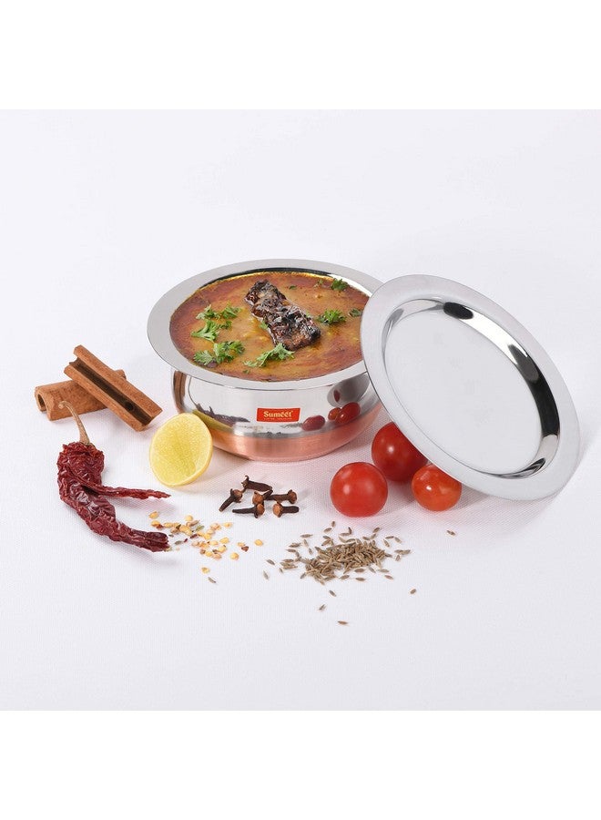 Sumeet SSumeet Stainless Steel Copper Bottom Cookware Set | 2-Piece Belly-Shaped Pots with Lids (2.4L & 3L), Silver - Image 2