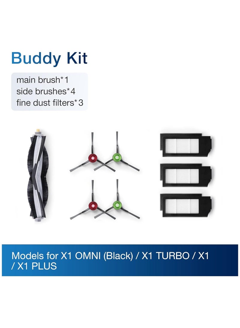 Buddy Kit Main Brush Side Brush Filter Original Accessory For X1 Omni Black X1 Turbo X1 And X1 Plus D KT01 0017