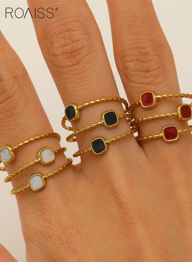 رويس 3 قطع خواتم نسائية مفتوحة هندسية، خواتم قابلة للتعديل من الفولاذ المقاوم للصدأ، خواتم أنيقة عتيقة، مناسبة للارتداء اليومي والحفلات للسيدات - Image 3